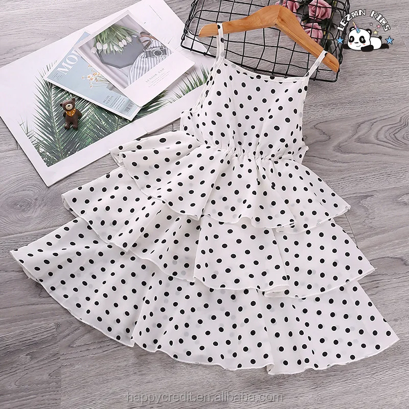 LEZONKIDS - Girls' Dresses O-Neck Knee-Length New Sprin Summer Children's Wear Polka Dot Sleeveless Princess Dress